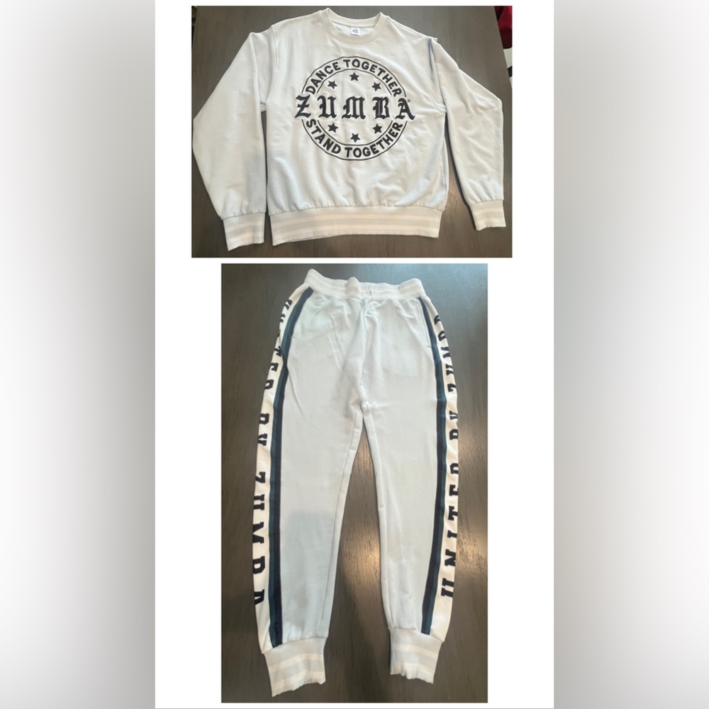 Zumbawear Light Blue Sweat Setup Top S & Jogger XS